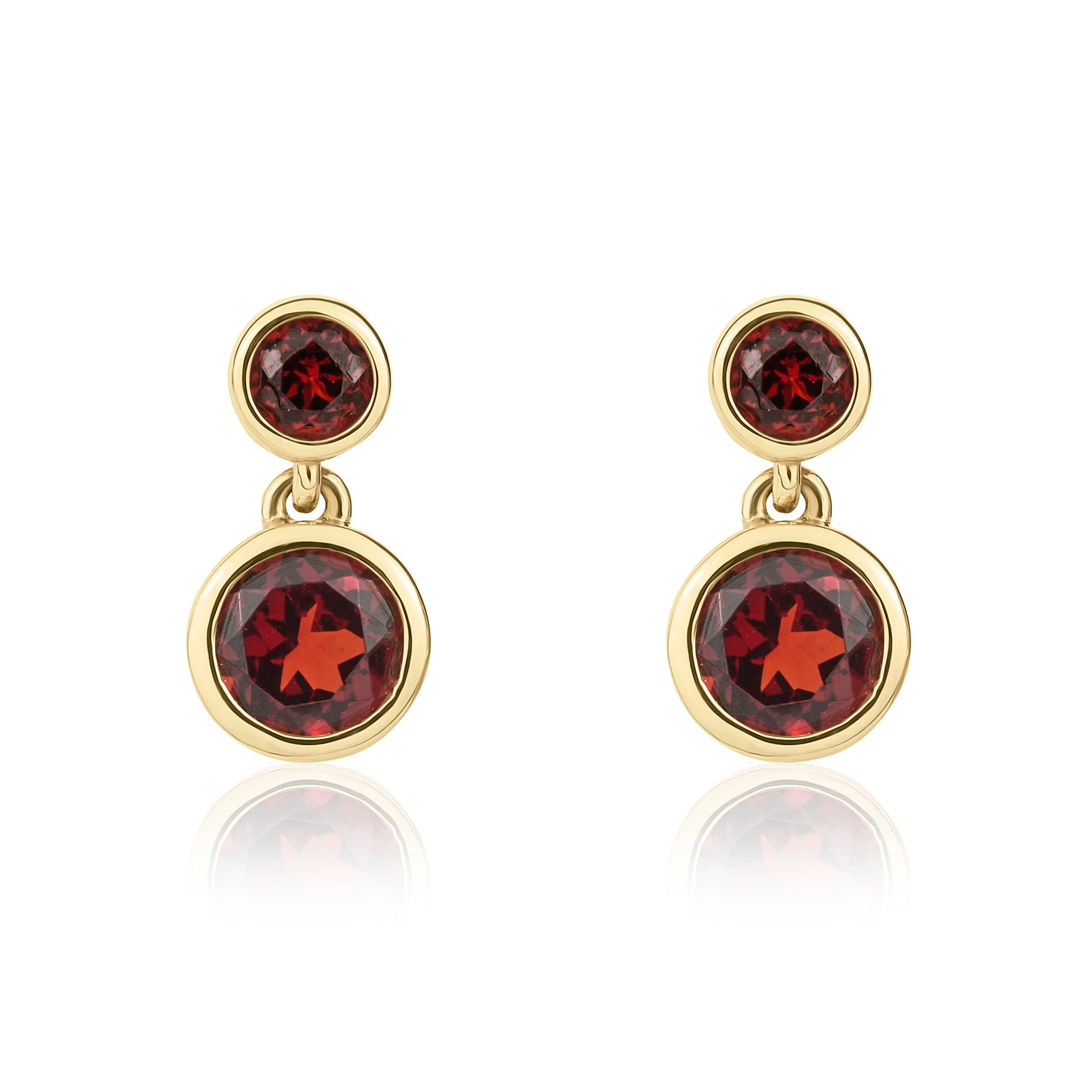 Triple Silver & Red CZ Bead Fishhook Earrings | Jewellerybox.co.uk